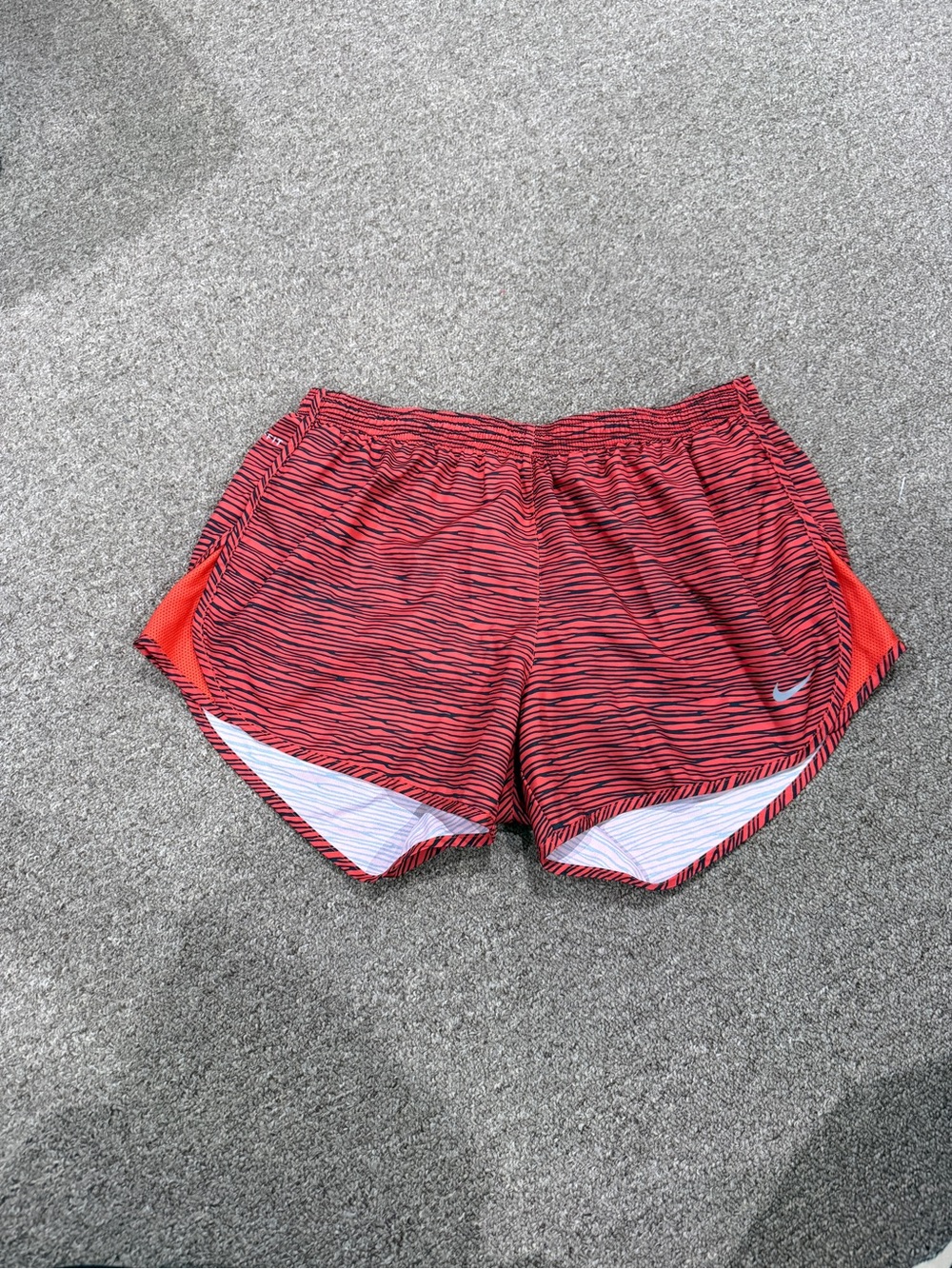 Nike Red and Black Zebra-Striped Running Shorts